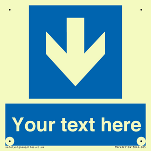 Custom Mandatory directional sign, blue arrow down